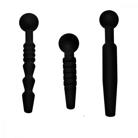 Load image into Gallery viewer, Dark Rods 3-pc Penis Plug Set Silicone
