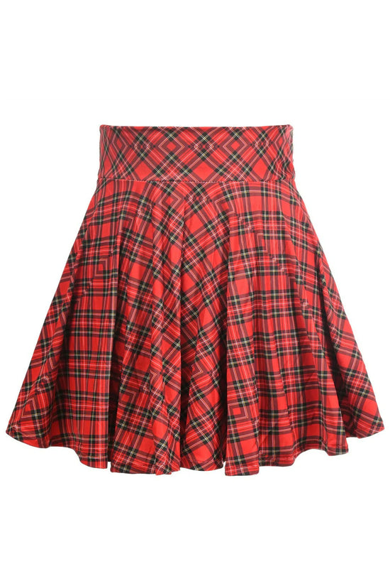 Load image into Gallery viewer, Red Plaid Stretch Lycra Skirt
