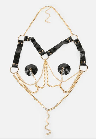 Domina Gold Chain Harness Pasties