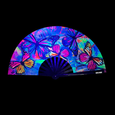 Butterfly Super Blacklight Folding Fan