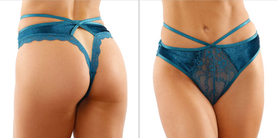 Kalina Velvet Cut-out Thong with Keyhole Back