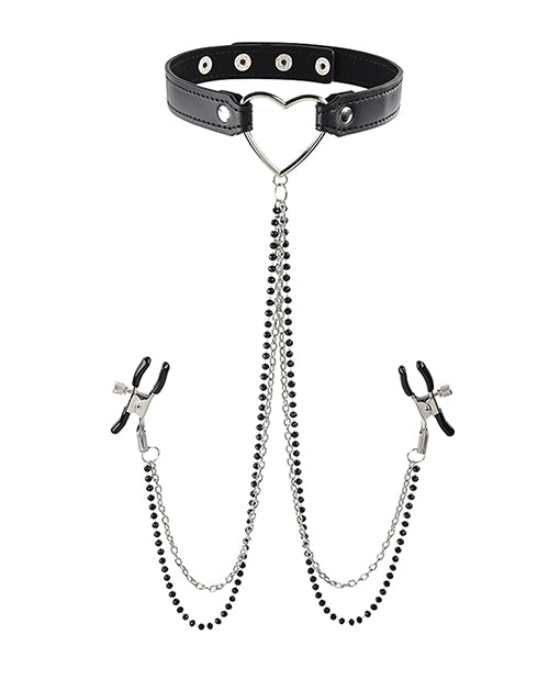 Sex & Mischief Amor Collar With Nipple Clamps