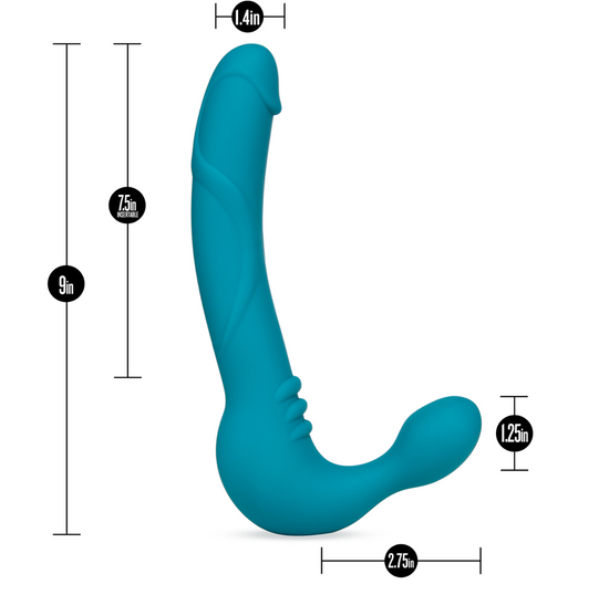 Temptasia Luna Strapless Silicone Vibrating Dildo 9in - Teal