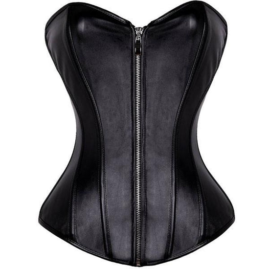 Load image into Gallery viewer, Zipper Front Faux Leather Overbust Corset
