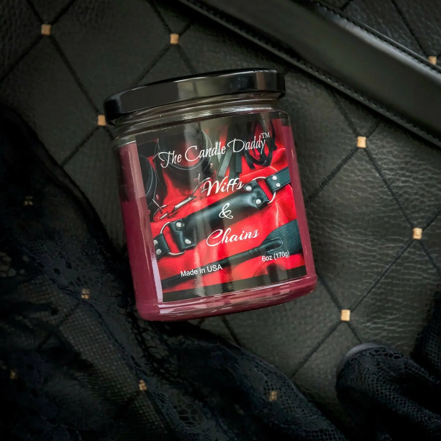 Wiffs & Chains Red Leather BDSM Sexy Hot Candle