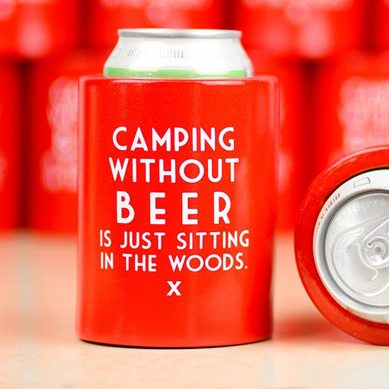 Camping Without Beer Vintage Beer Koozie