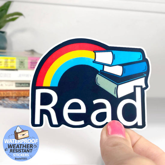 Reading (Rainbow) Sticker for Book Lovers, Waterproof