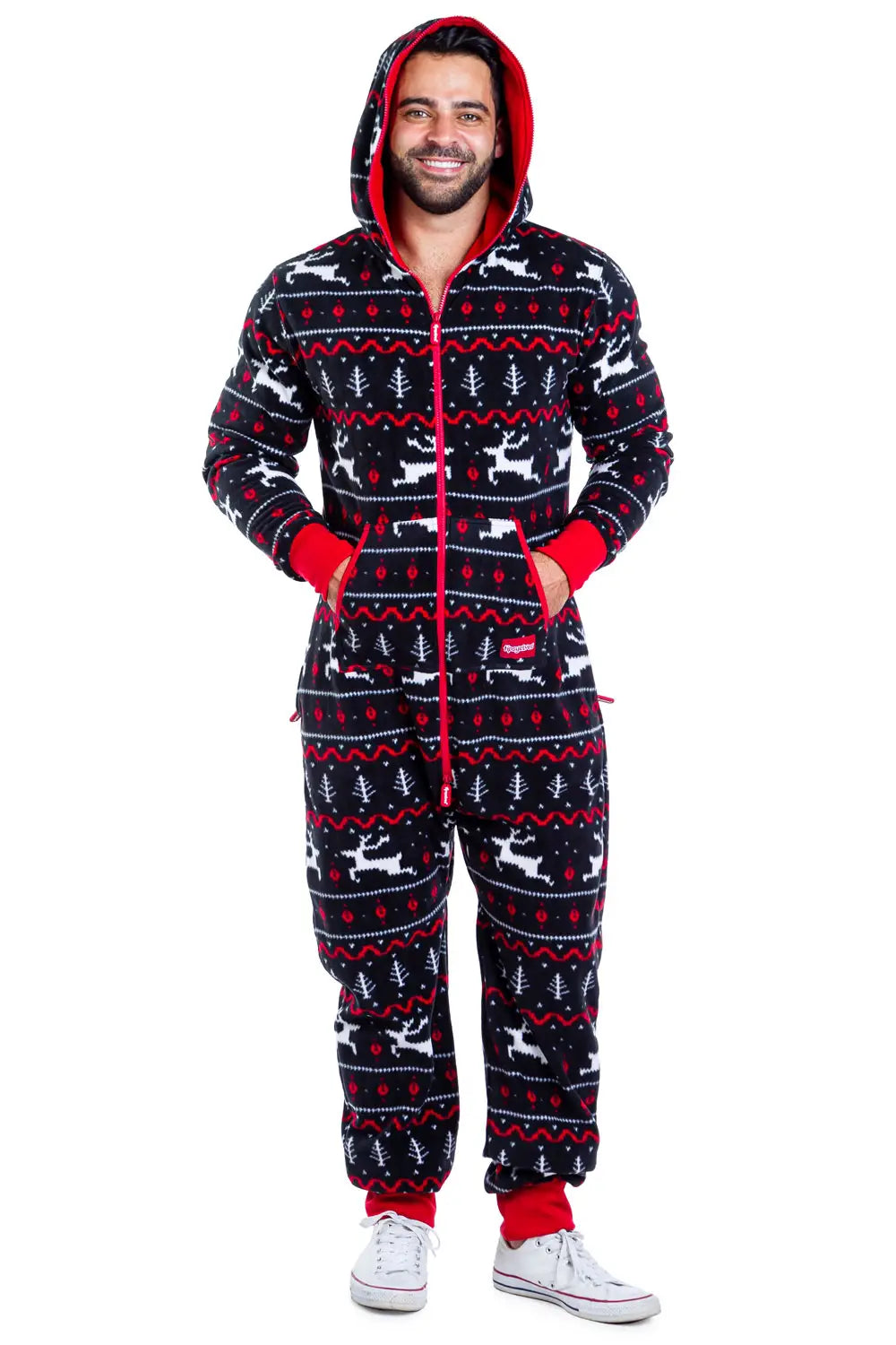 Unisex Black and Red Fair Isle - Christmas Jumpsuit