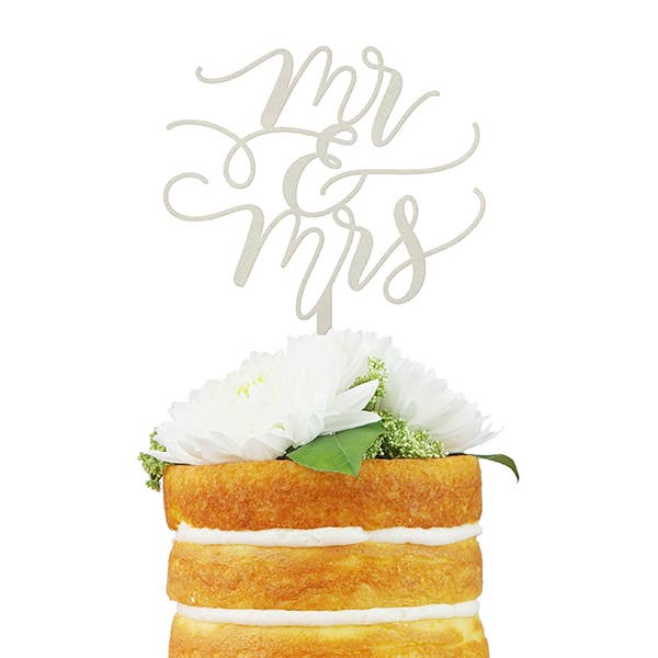 Load image into Gallery viewer, Mr &amp;amp; Mrs Wedding Cake Topper (Silver)
