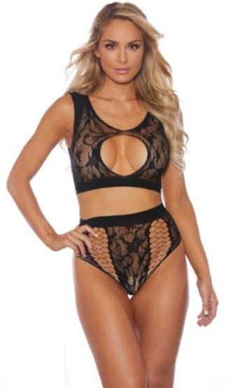 Sheer Bralette With High Waist Panty