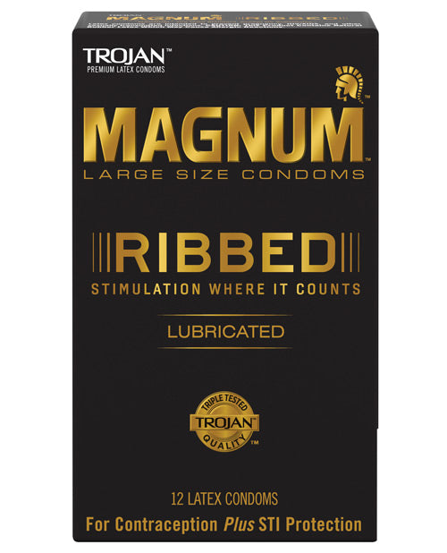 Load image into Gallery viewer, Trojan Magnum Ribbed Condoms
