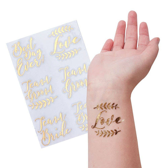 Rose Gold Bachelorette Party Temporary Tattoos - Wedding
