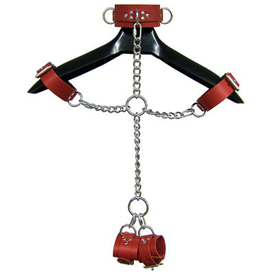 Leather And Shiny Chain Shackle Set