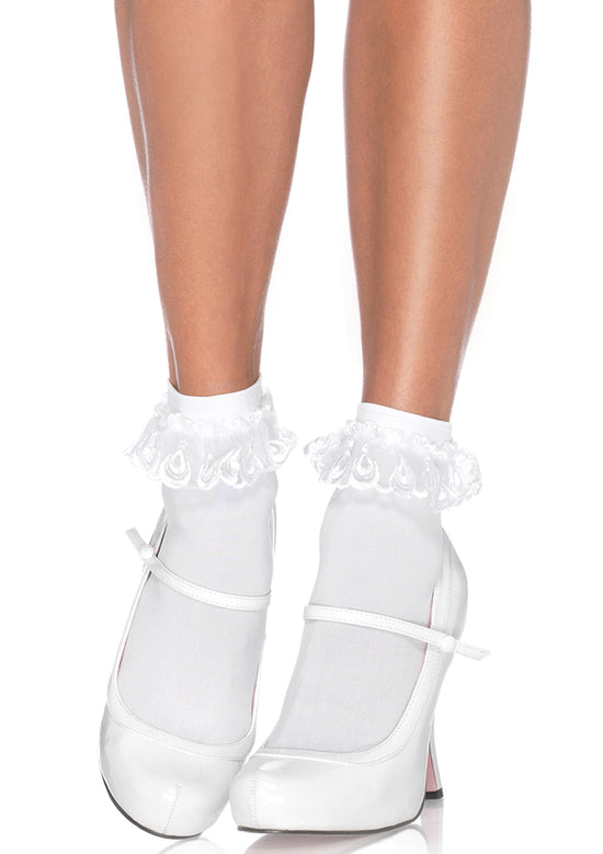 Load image into Gallery viewer, Diem Lace Ruffle Anklet Socks
