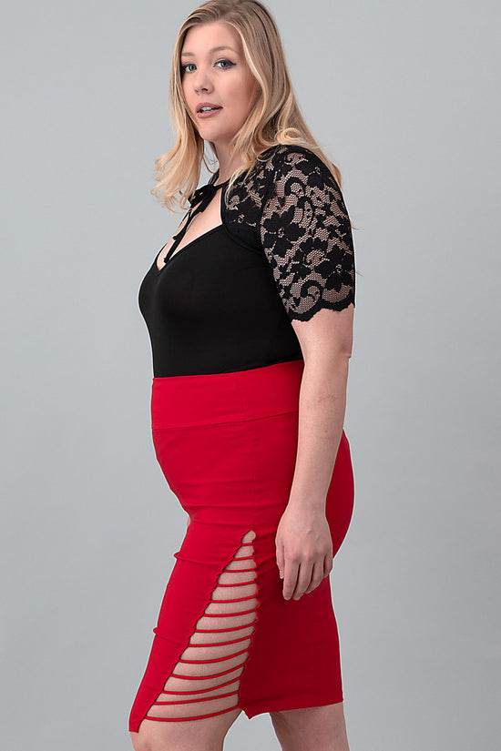 Plus Size Lace Sleeve Bodysuit