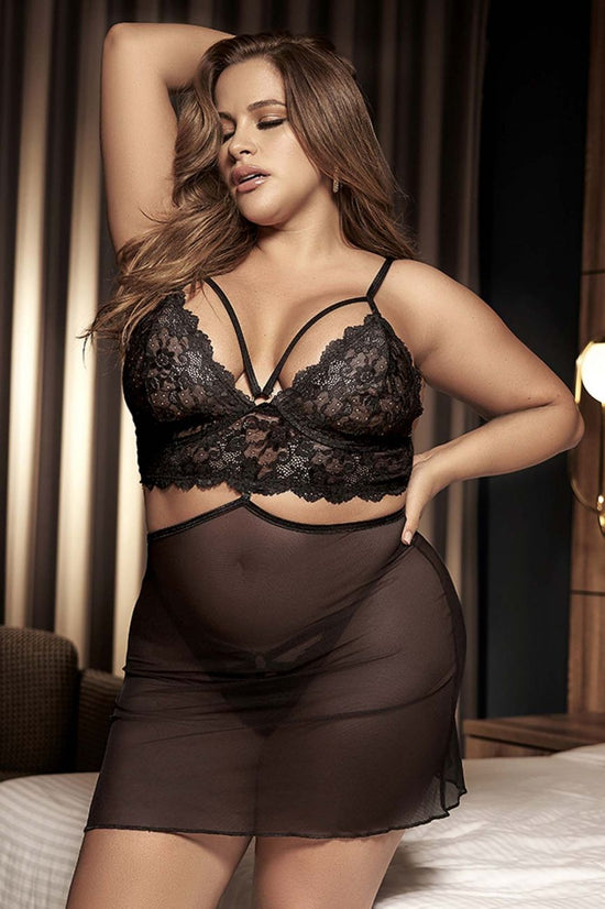 2-in-1 Sexy Silhouette Babydoll - Plus Size