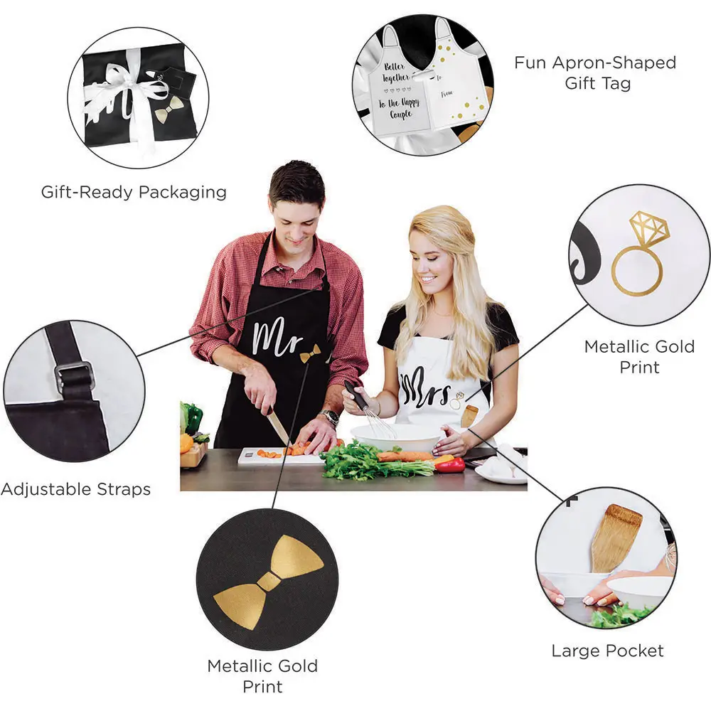 Load image into Gallery viewer, Mr. &amp;amp; Mrs. Couples Apron Gift Set
