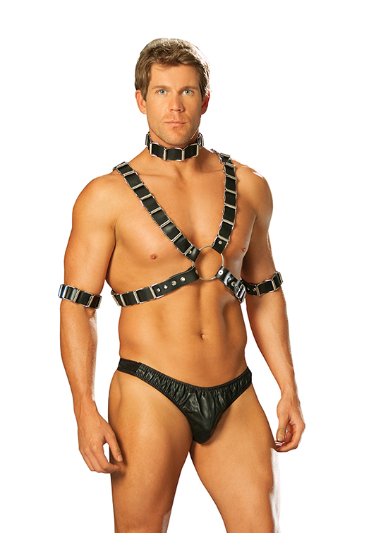 Men's Leather Chest Harness Set