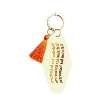 Overworked And Underlaid Motel Keychain