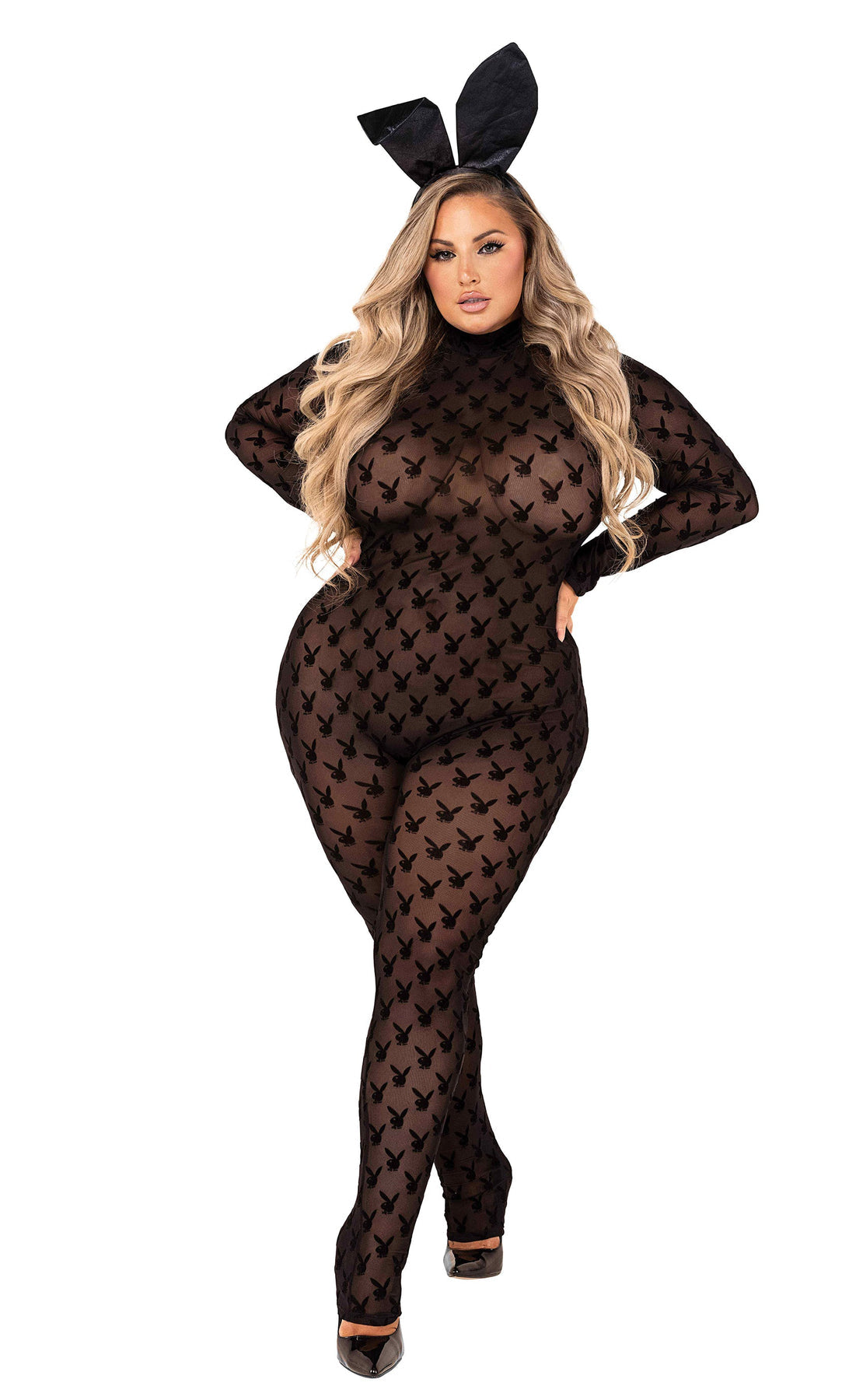 Load image into Gallery viewer, Plus Size Sheer Playboy Bunny Bodysuit

