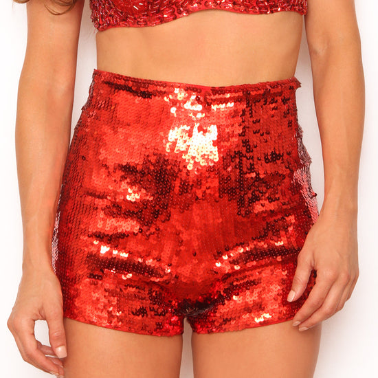 Sequin Shorts with Zipper