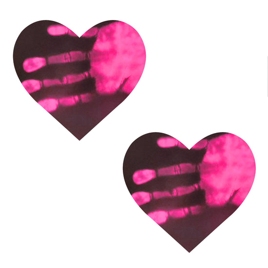 Temperature Reactive Black to Neon Heart Nipple Cover Pasties