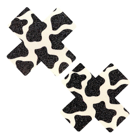 Got Milkies Cow-Print X Factor Glitter Nipple Cover Pasties