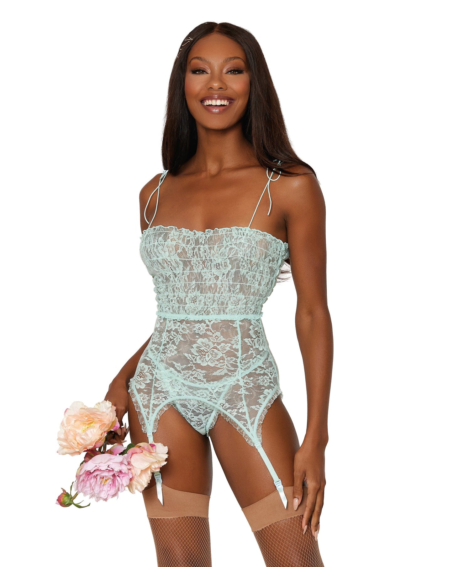 Lace Smocking Garter Slip