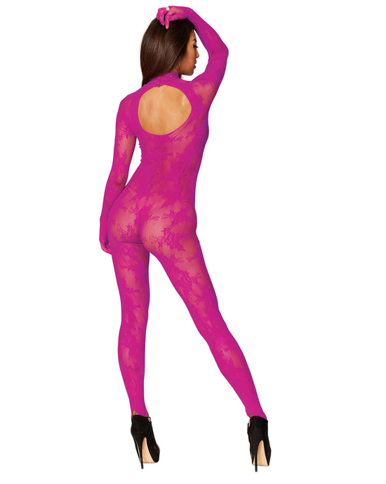 Seamless Floral Fishnet Catsuit